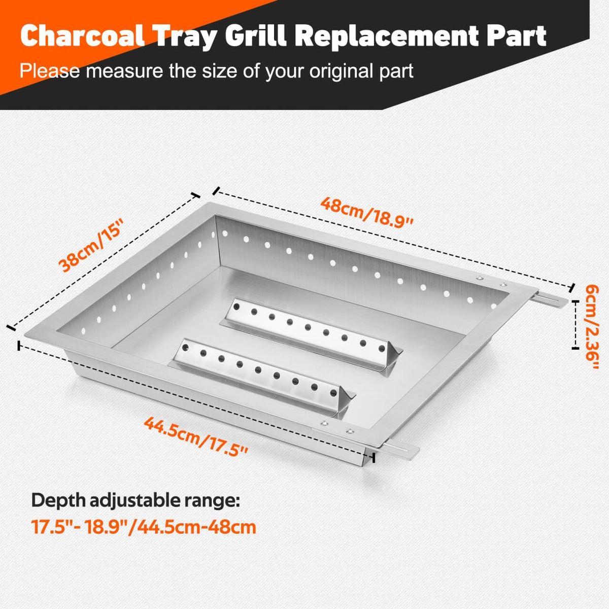Adjustable Stainless Steel Charcoal Tray P7902