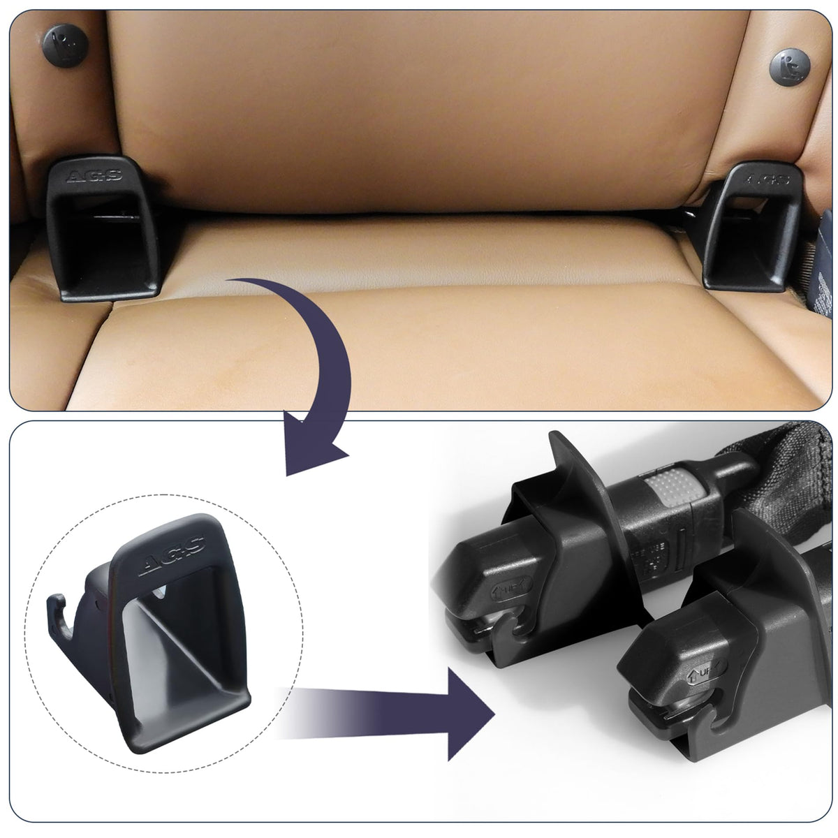 4Pcs Black Car Seat Latch Guides N837