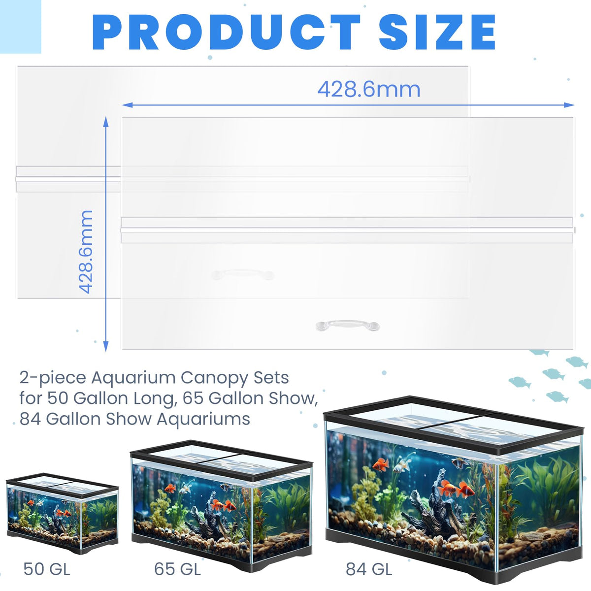 Polycarbonate Aquarium Lid 2 Pieces Set with Hook Knife P303