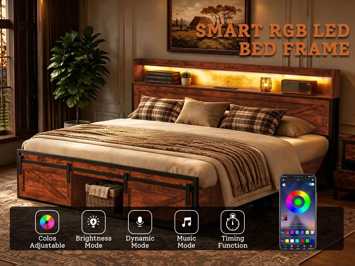Queen Bed Frame with Storage Headboard B999