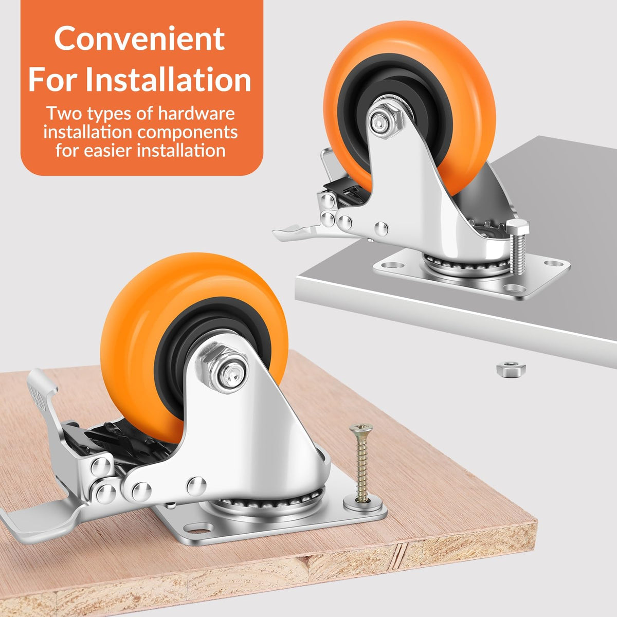 4" Heavy Duty Swivel Caster Wheels Set of 4 with Dual Locking Y4575