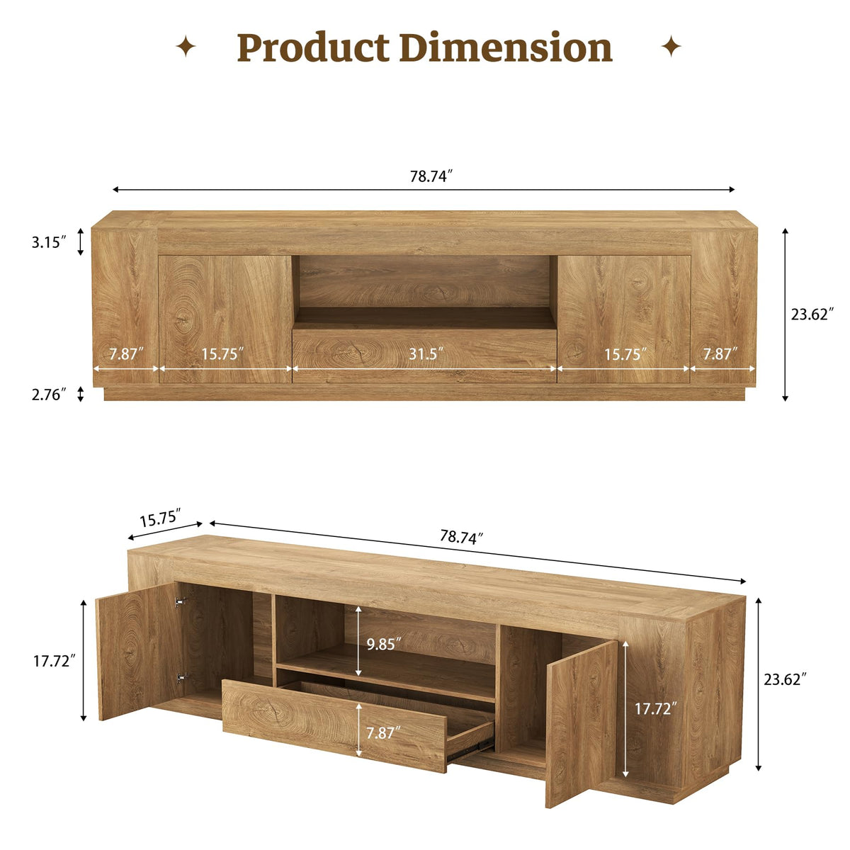 Natural Oak Brown TV Stands M825