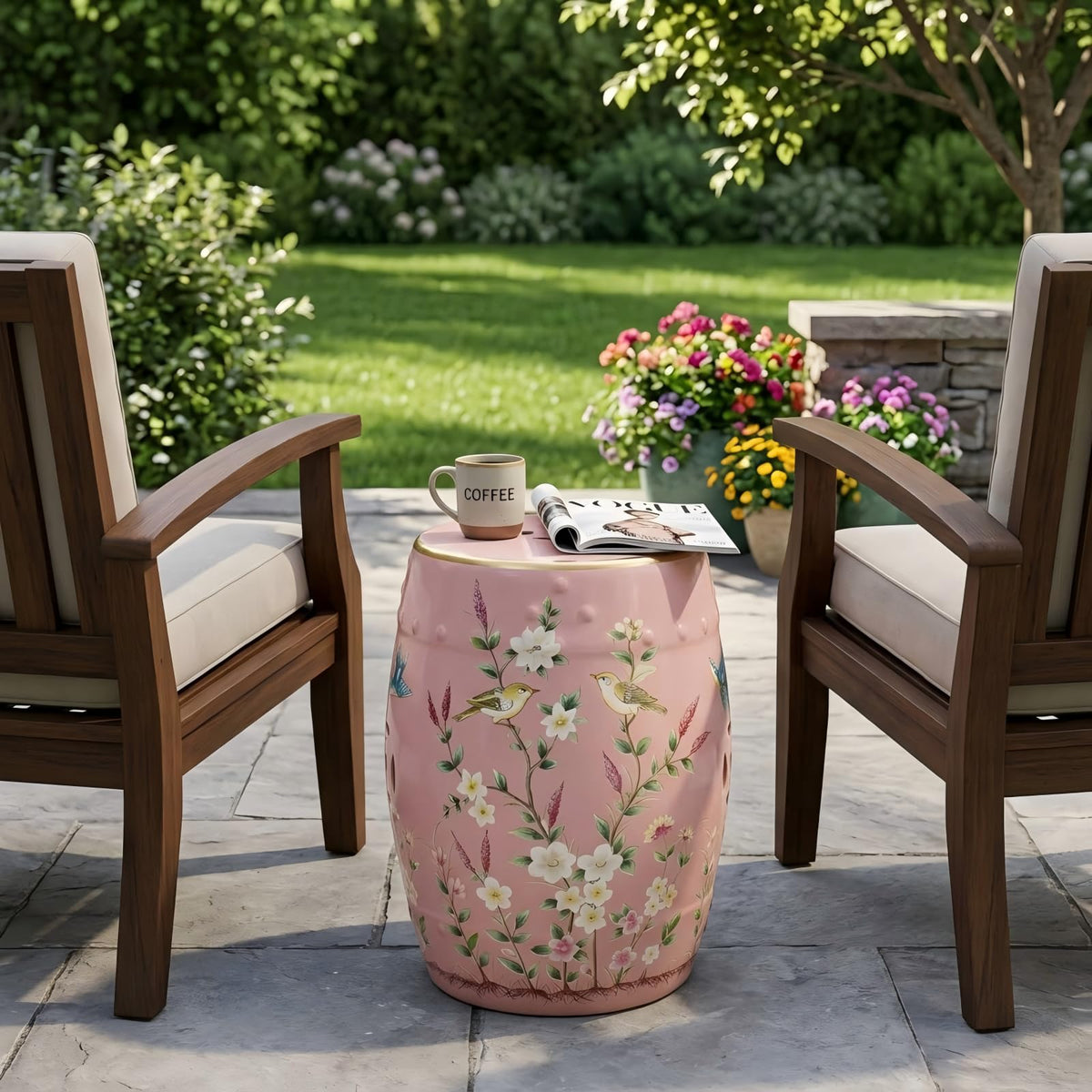 Hand-Painted Ceramic Garden Stool R5814