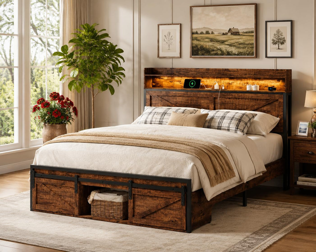 Queen Bed Frame with Storage Headboard B999
