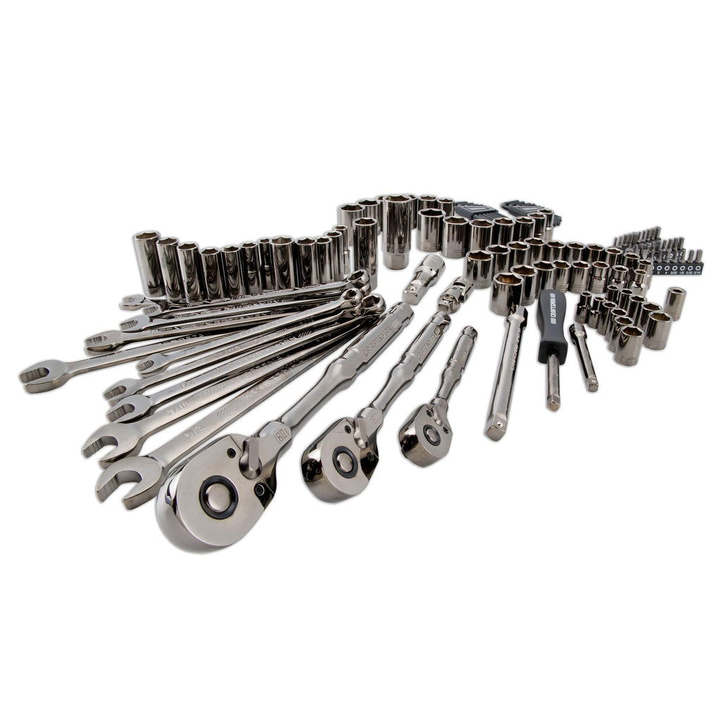 121-Piece Gunmetal Chrome Mechanics Tool Set with Hard Case R742