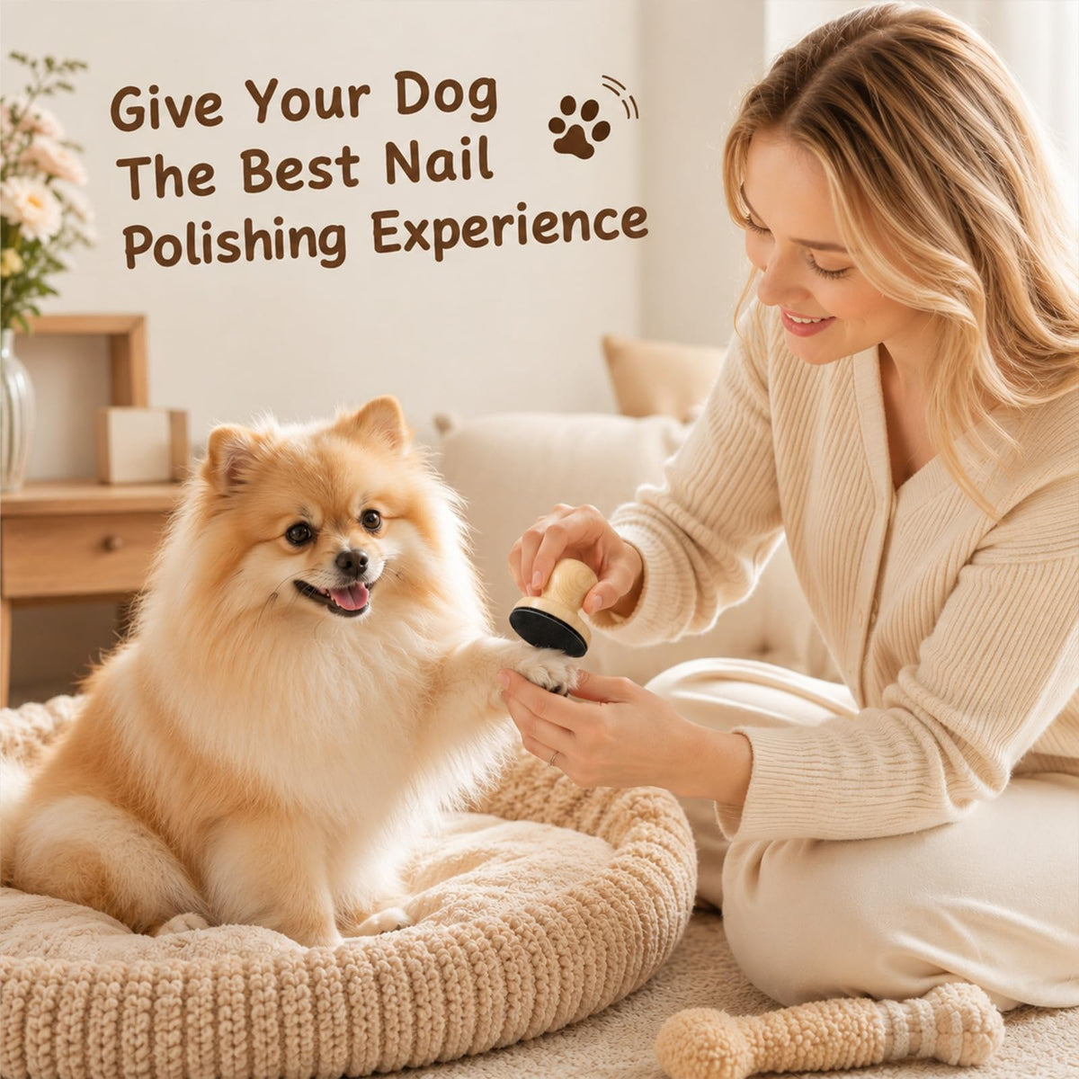 Wooden Dog Nail File Grinder with 4 Sanding Pad F798934