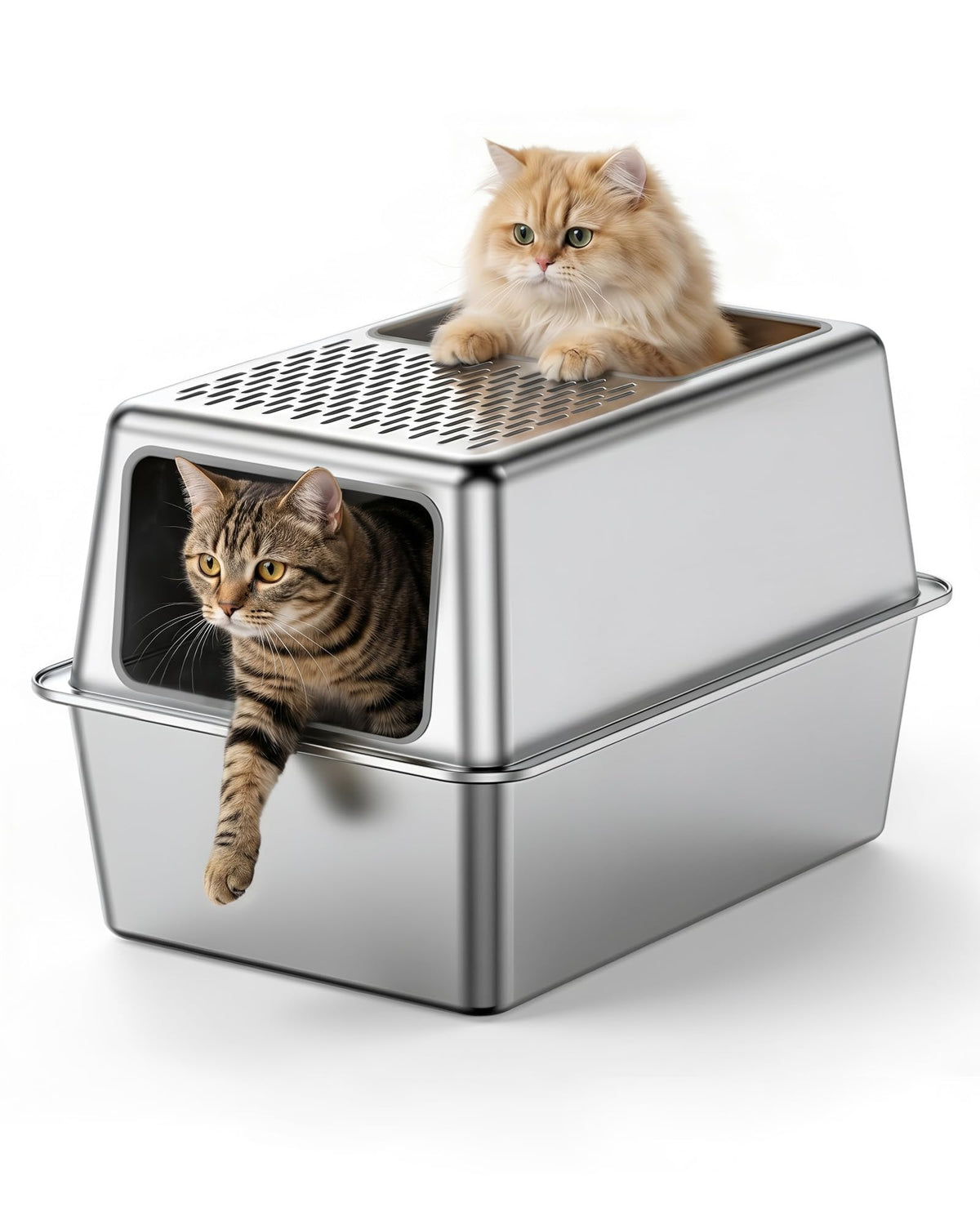 Stainless Steel Enclosed Cat Litter Box with Lid A696521