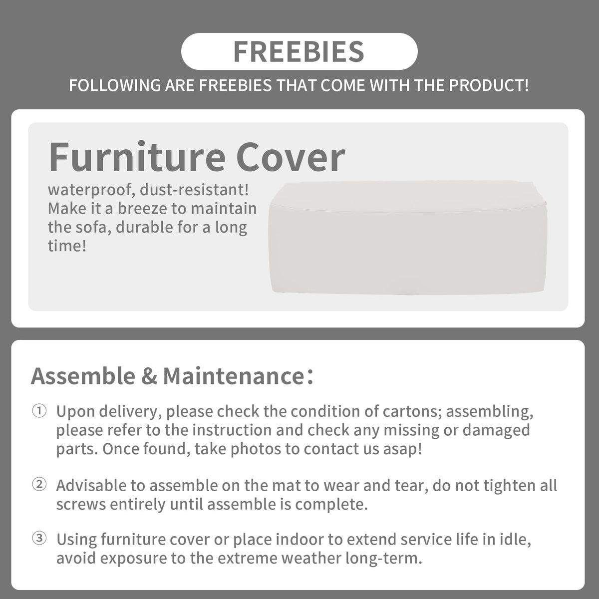 Light Grey 3-seat Outdoor Sofa with Waterproof Cover X675