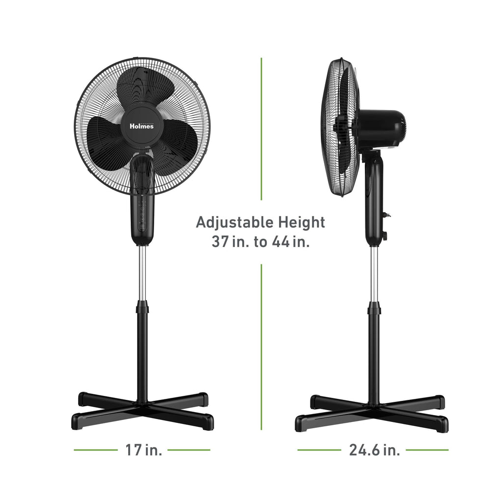 16" Digital Stand Fan, 80° Oscillation, 3 Speeds, Remote Control, Black J533
