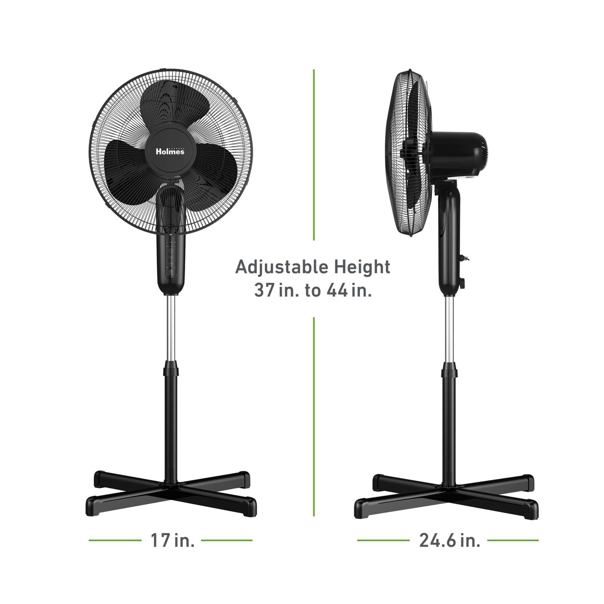 16" Digital Stand Fan, 80° Oscillation, 3 Speeds, Remote Control, Black J533