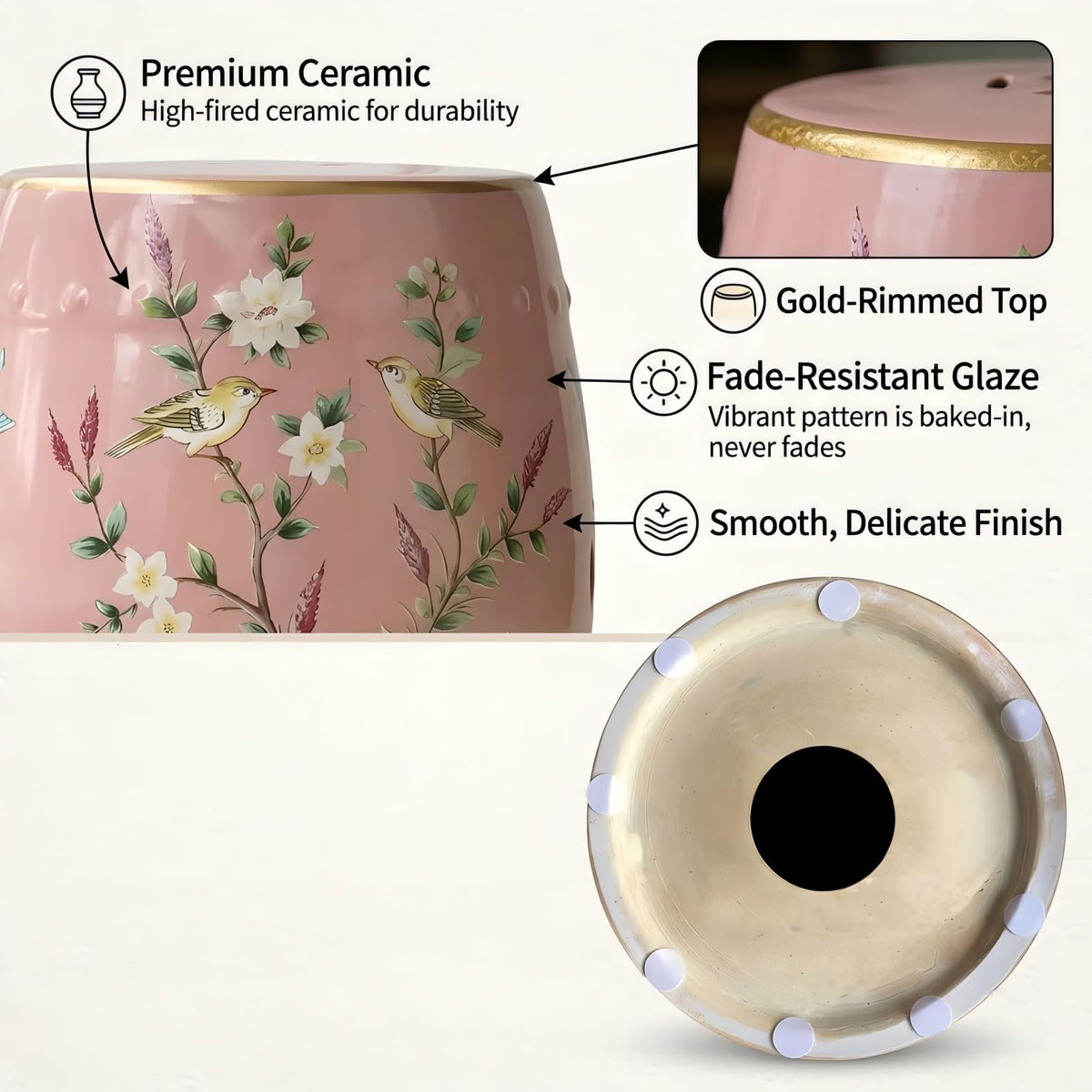 Hand-Painted Ceramic Garden Stool R5814