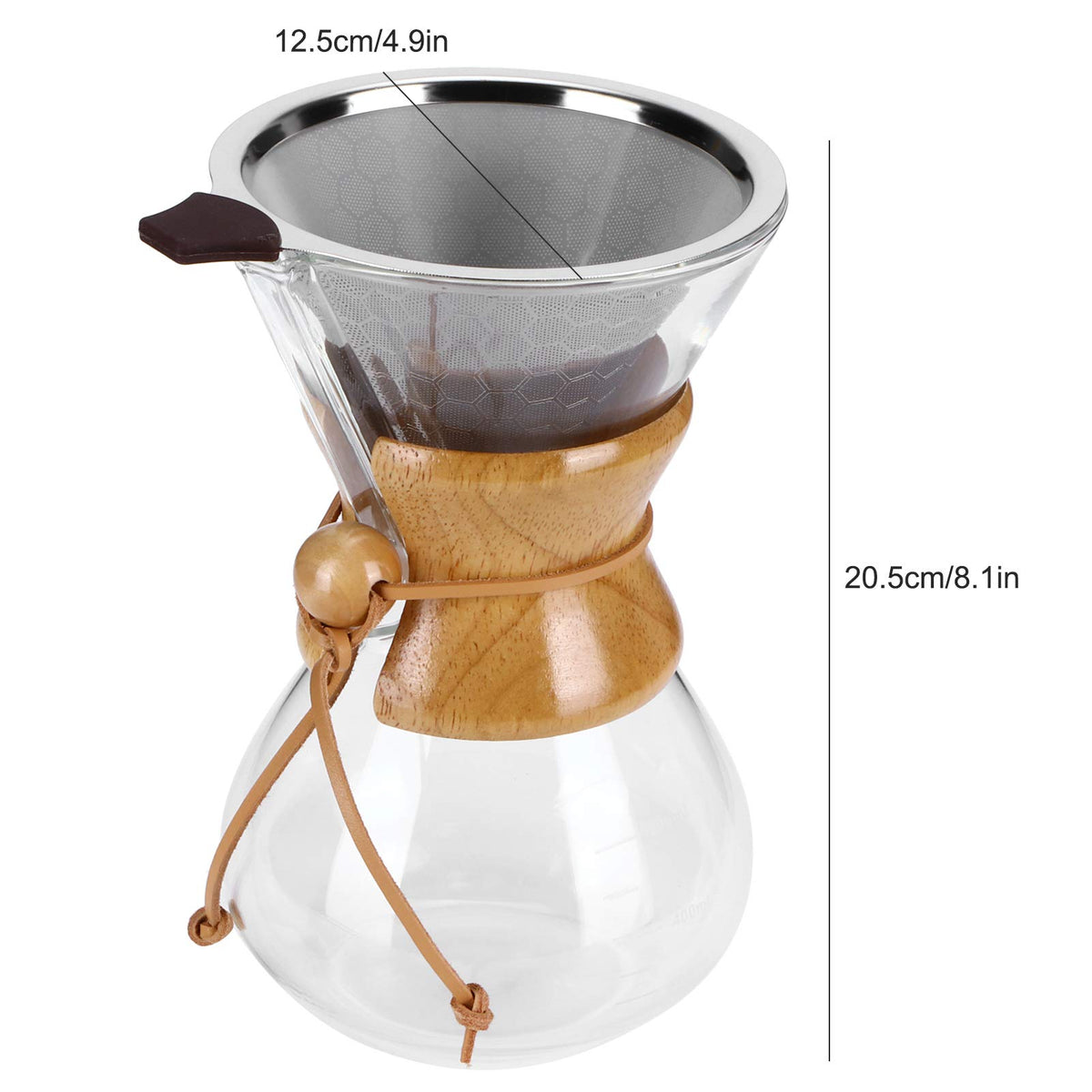 600ml High Temp Glass Coffee Drip Pot with Reusable Filter C759580