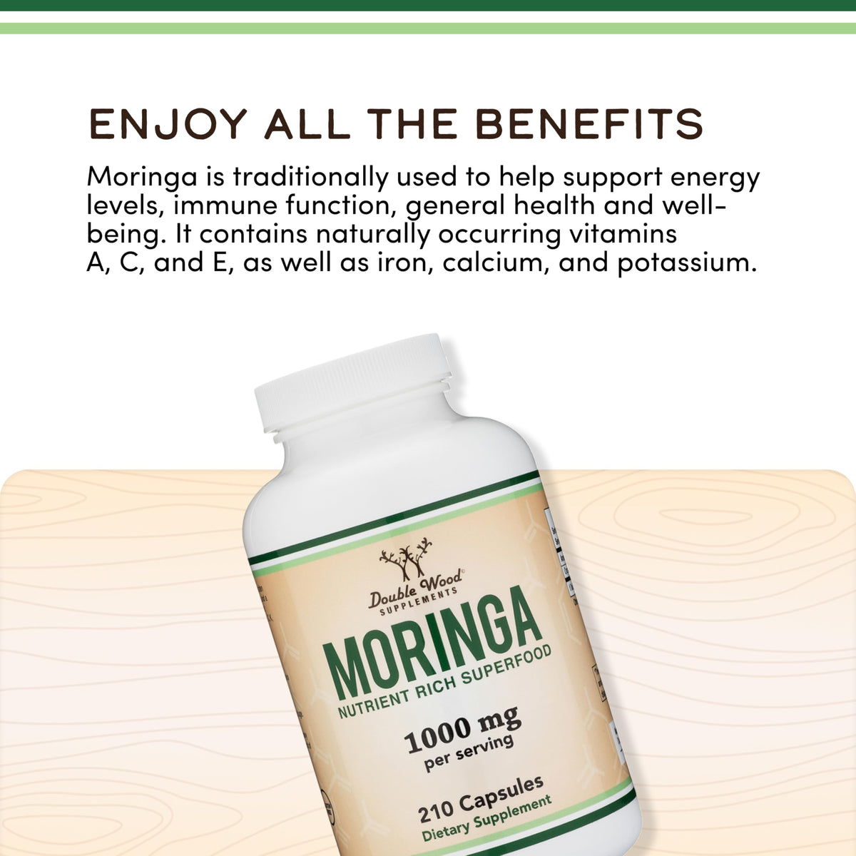 Organic Moringa Leaf 1,000mg 210 Capsules E180