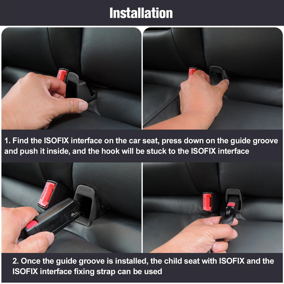 4Pcs Black Car Seat Latch Guides N837