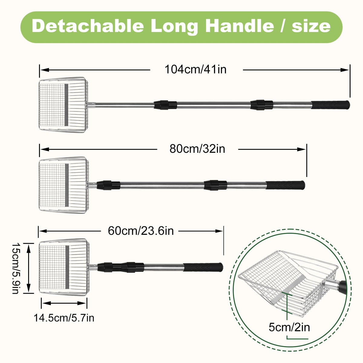 Long Handle Stainless Steel Cat Litter Scoop with Holder E50475