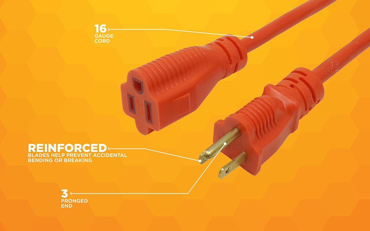 Orange 16/3 Gauge 100 Foot Extension Cord N378657