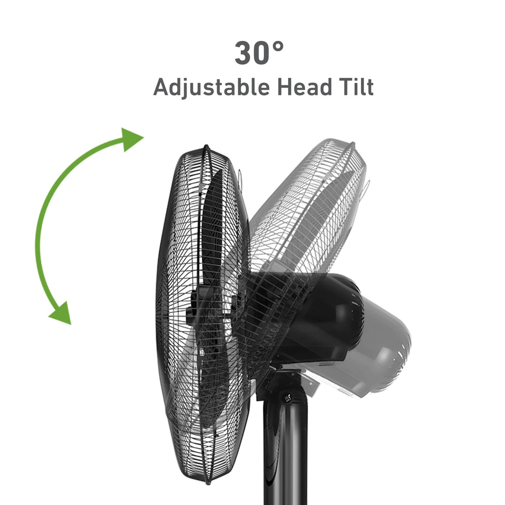 16" Digital Stand Fan, 80° Oscillation, 3 Speeds, Remote Control, Black J533