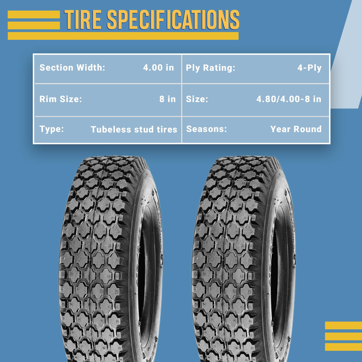 4.80/4.00-8 Tubeless Stud Tires B57752