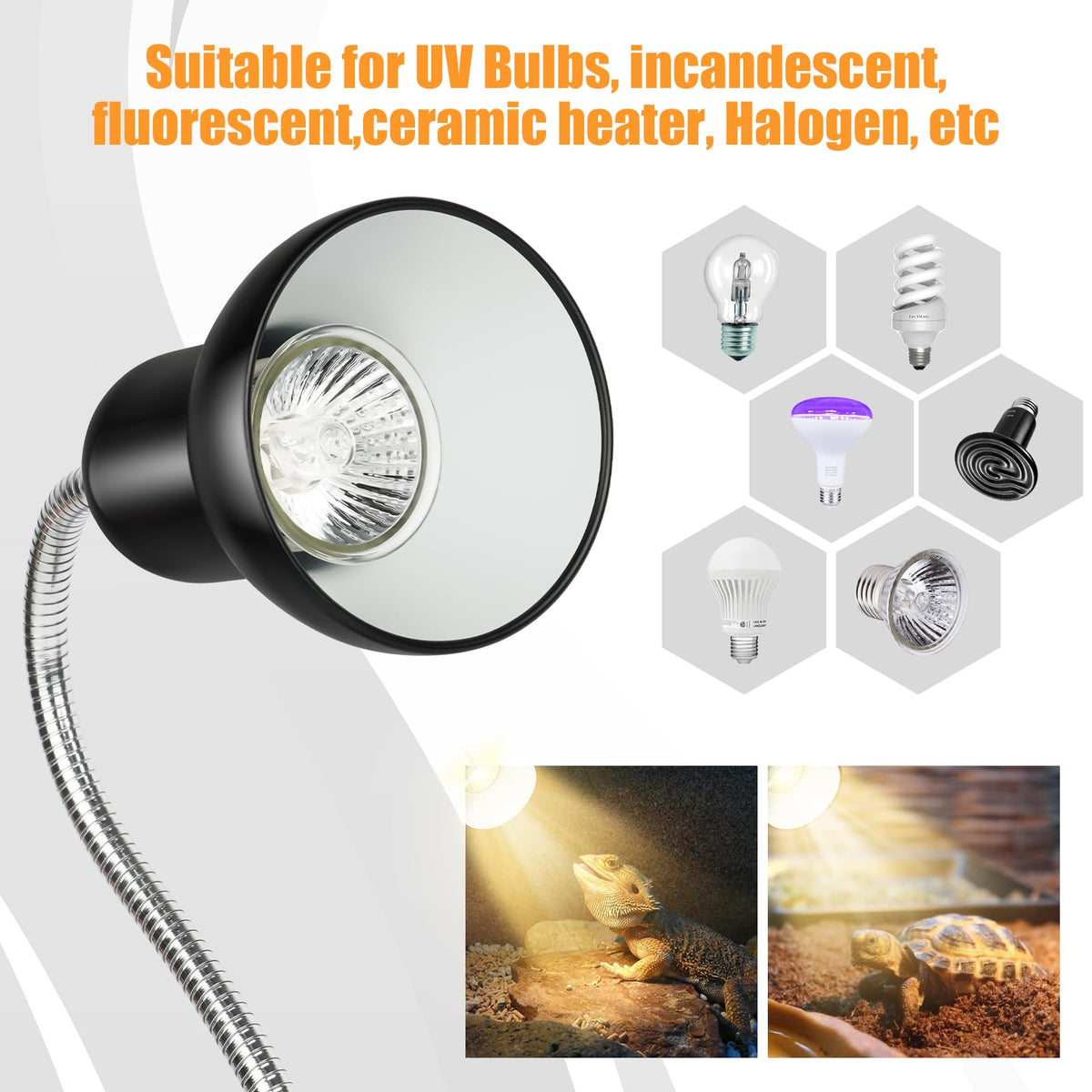 Reptile Heat Lamp UVA/UVB Light with 25W and 50W Bulbs Y96480