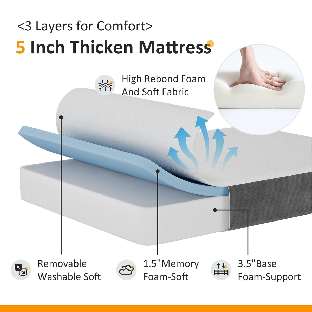 Full Size Folding Bed with Memory Foam Mattress I509314