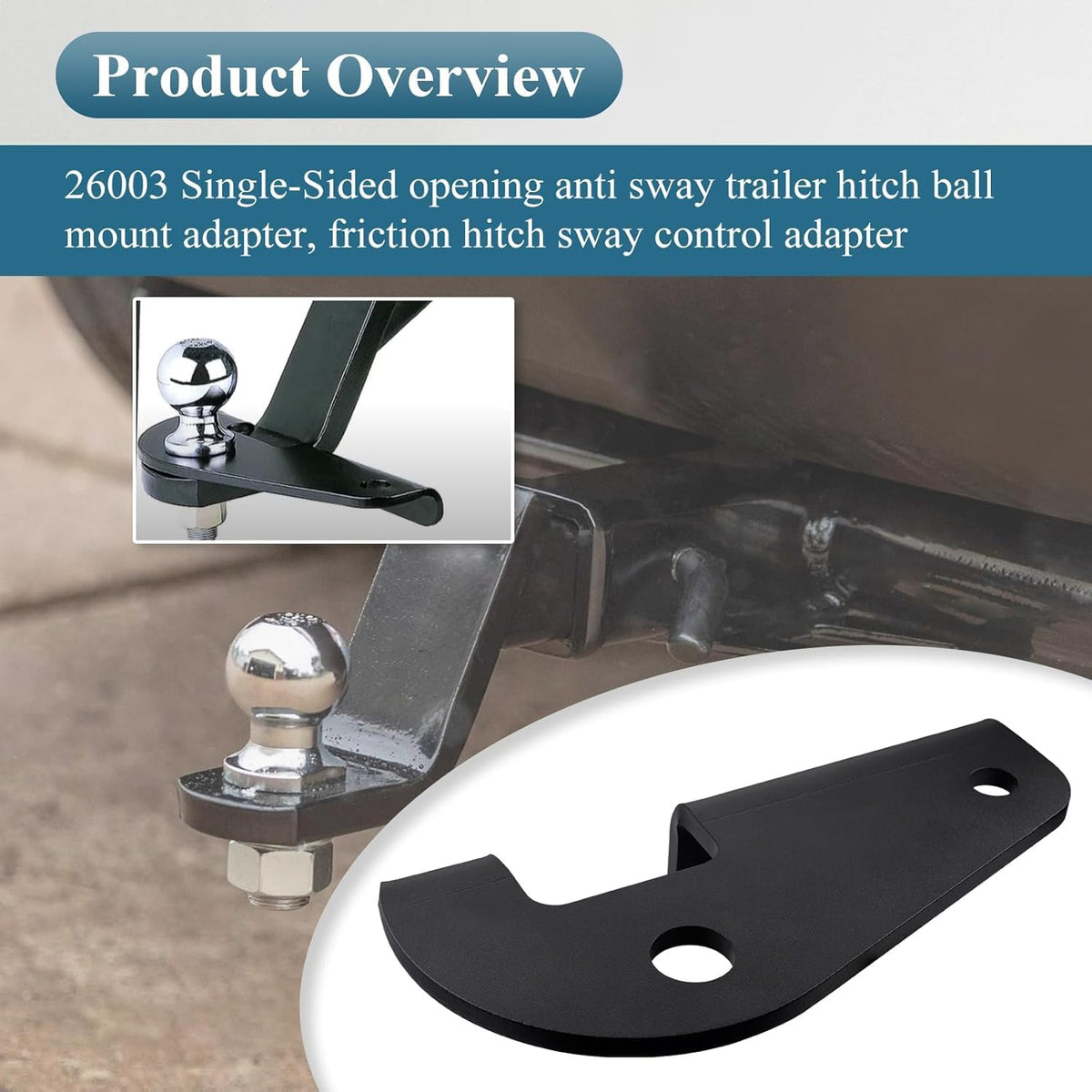 Anti Sway Trailer Hitch Adapter for 2" Square Ball Mounts J7860