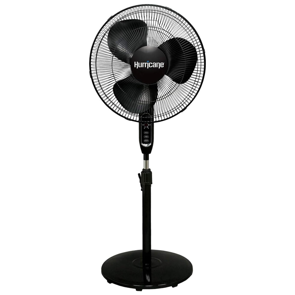 Black 16" Oscillating Pedestal Stand Fan with Remote Control B8255
