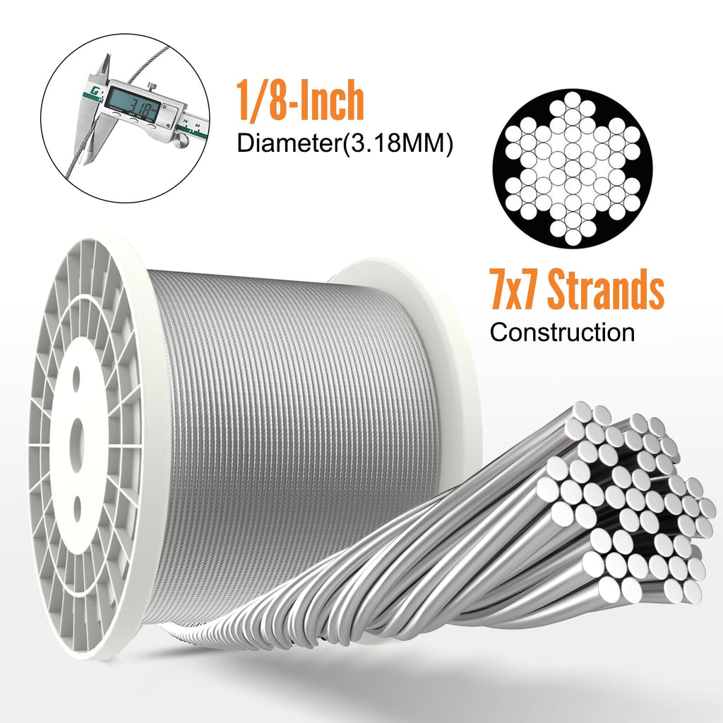 1000FT 1/8" Stainless Steel Cable Y959