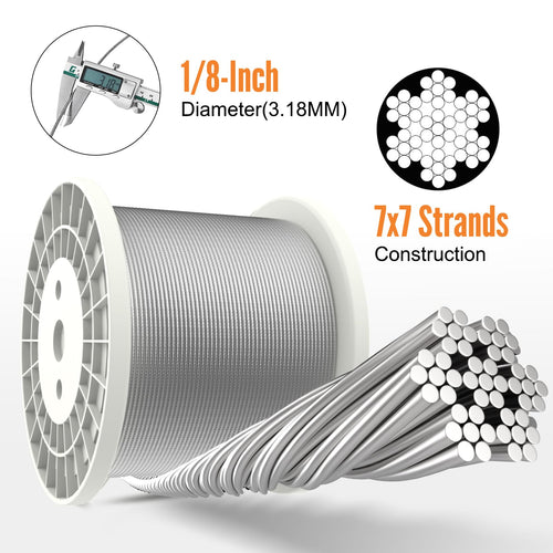 1000FT 1/8" Stainless Steel Cable Y959