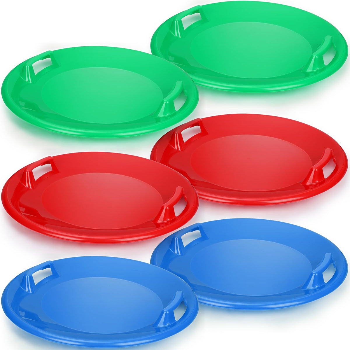 23.6 Inch Round Plastic Snow Saucer Sled with Handles L457021