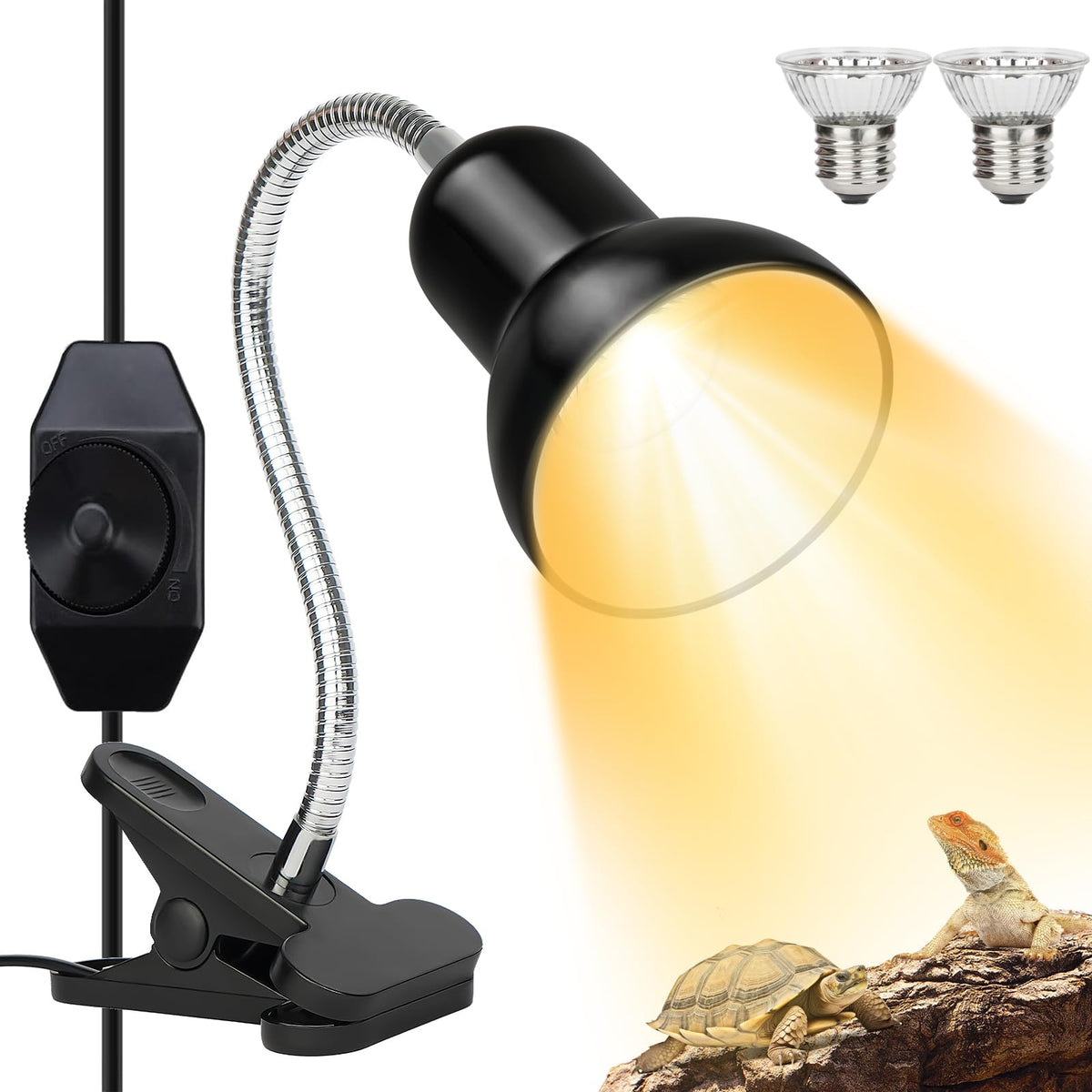 Reptile Heat Lamp UVA/UVB Light with 25W and 50W Bulbs Y96480