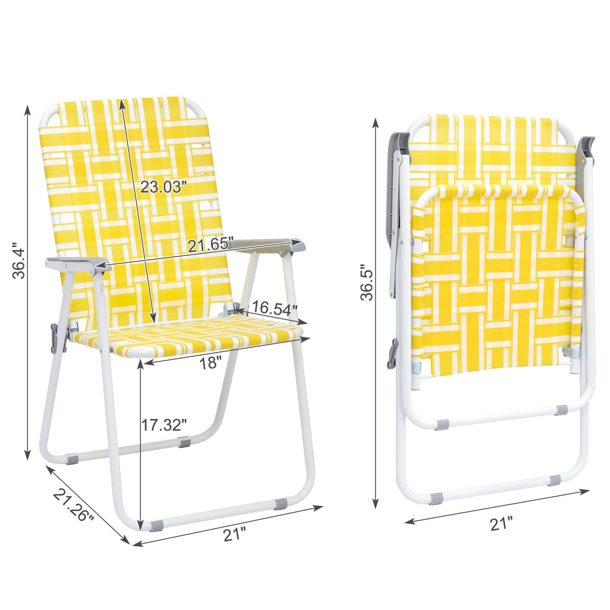 Folding Camping Chair Set of 2 Yellow X34546