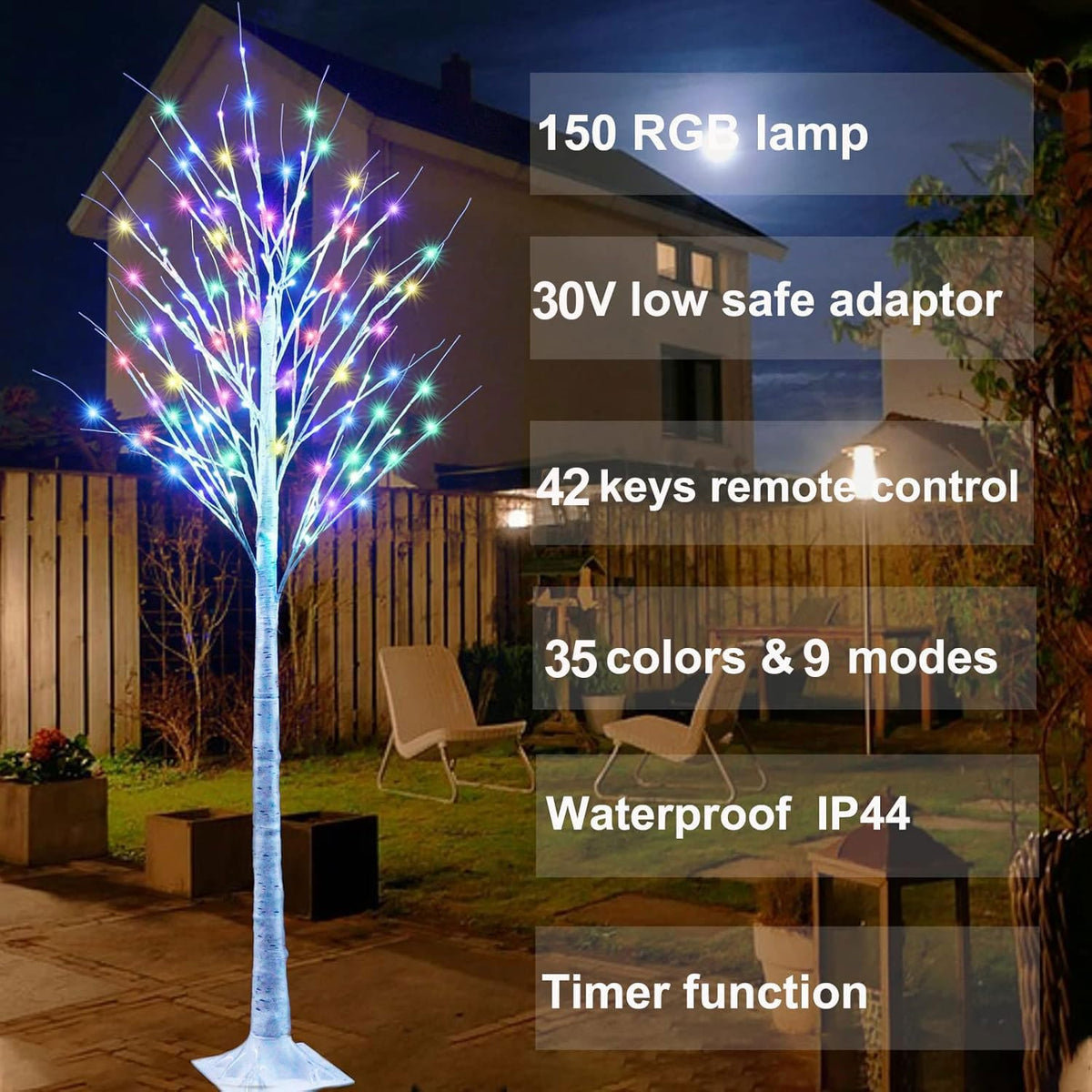 7Ft Birch Tree with LED Lights K5686