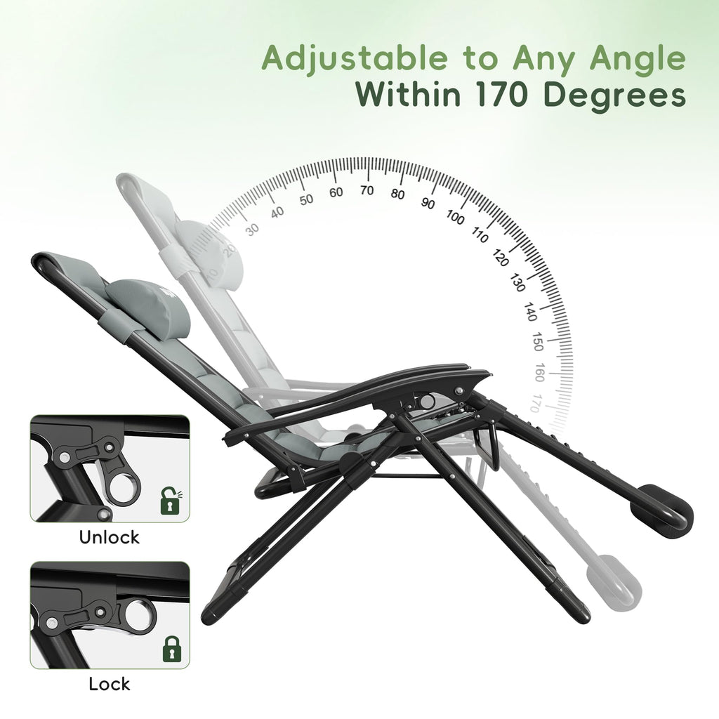 Oversized Padded Zero Gravity Reclining Patio Lounge Chair F87800