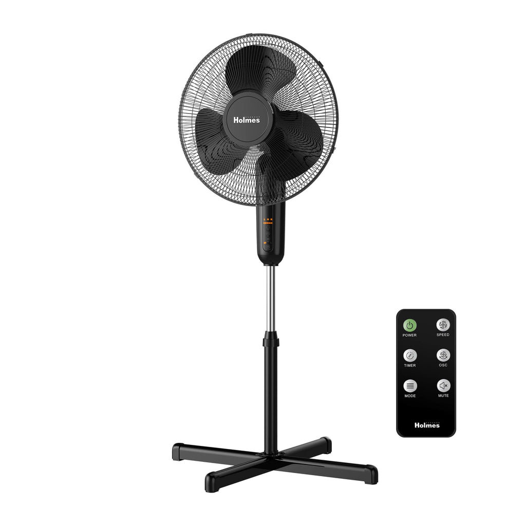16" Digital Stand Fan, 80° Oscillation, 3 Speeds, Remote Control, Black J533