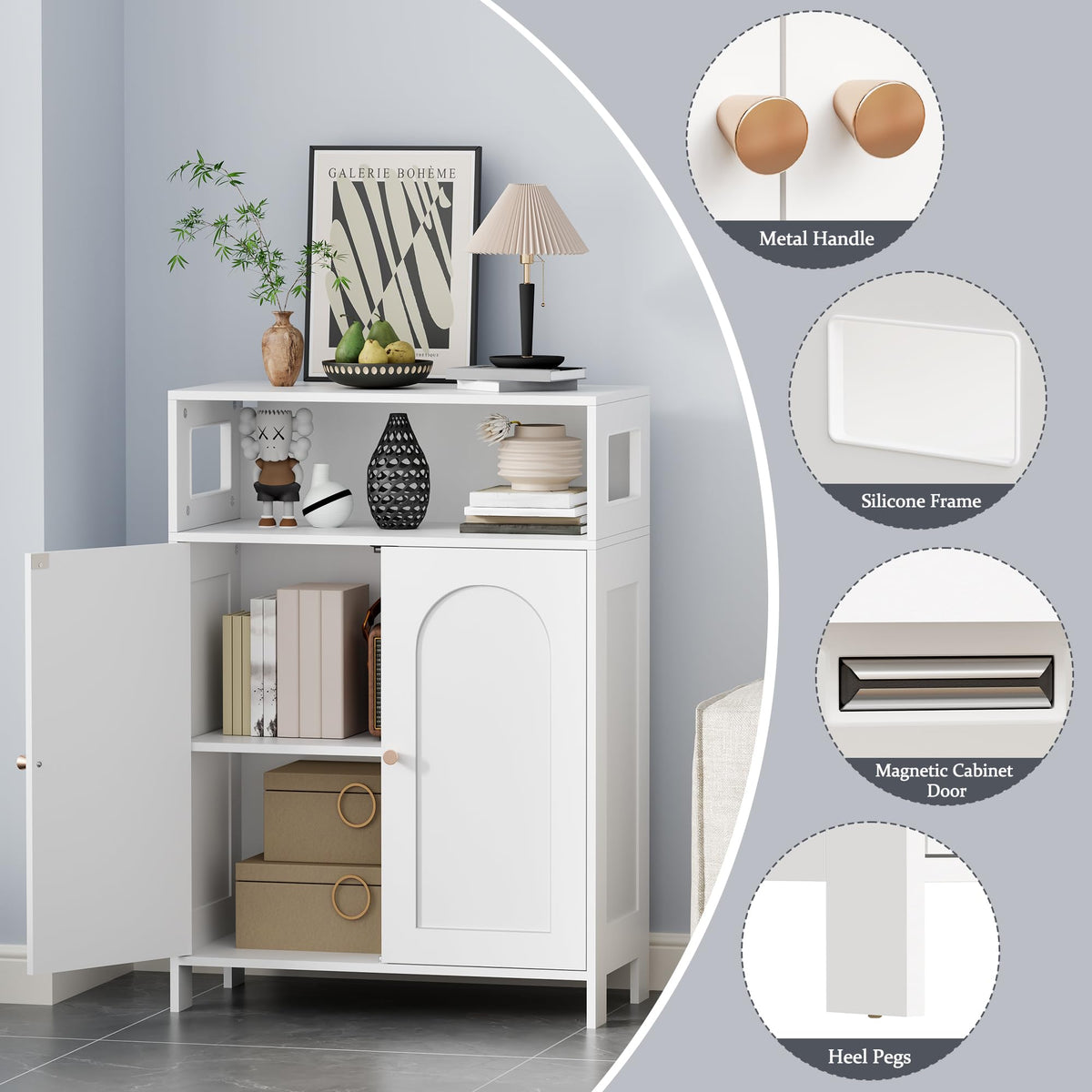 Bathroom Storage Cabinet with Adjustable Shelf & Doors U2112