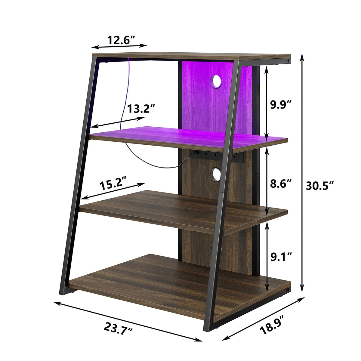 4-Tier Corner AV Media Stand with Charge Station C281852