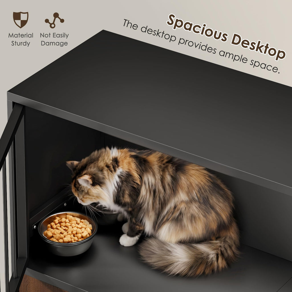 Black Metal Cat Feeding Cabinet C920