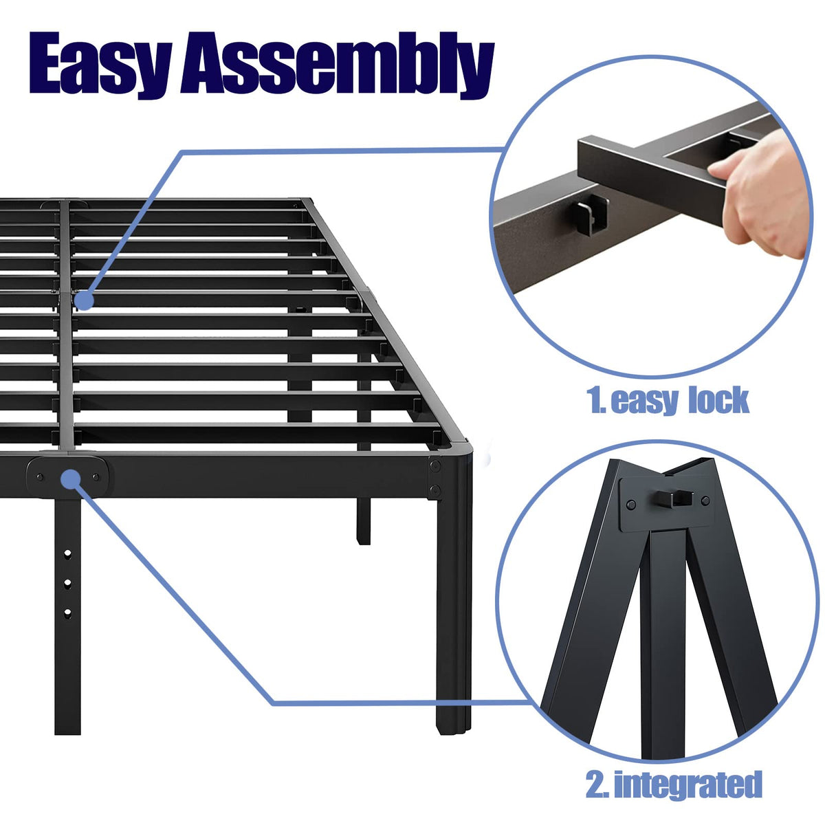California King Heavy Duty Metal Platform Bed Frame with Round Corners U397