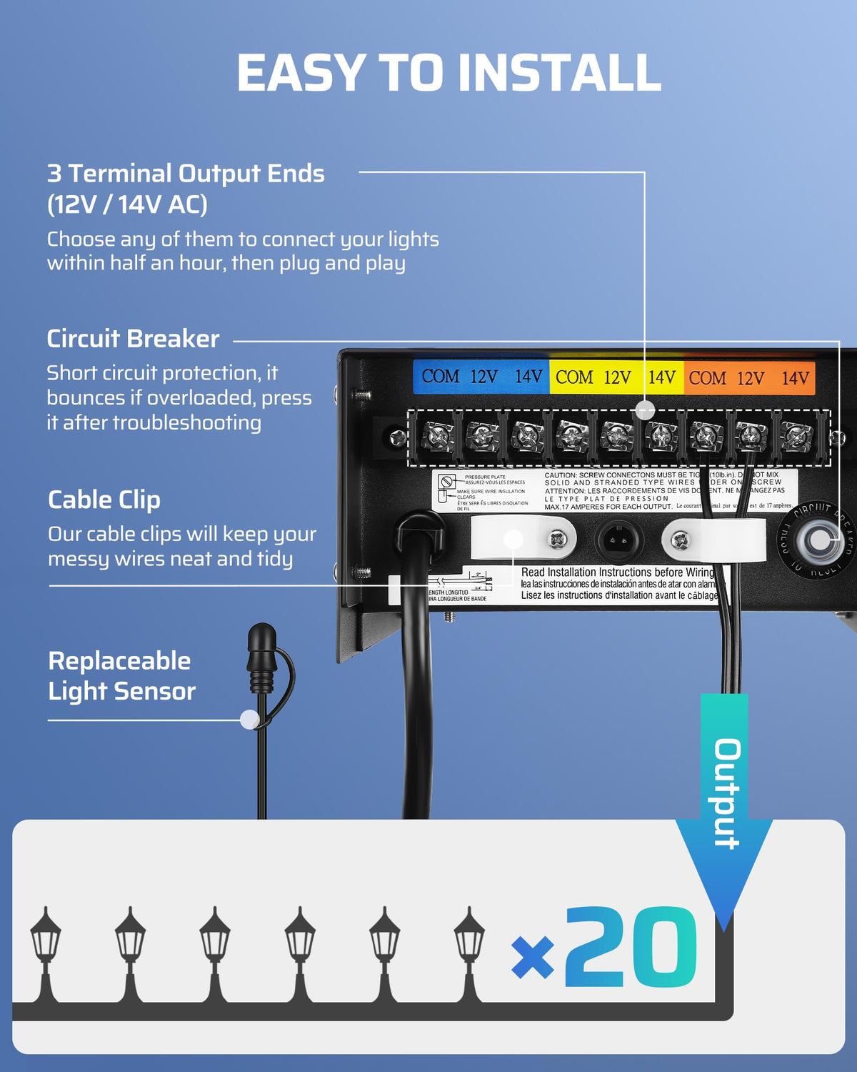 200W Low Voltage Landscape Transformer with Timer and Photocell Sensor M843081