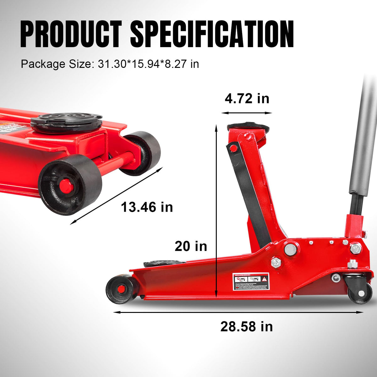4 Ton Hydraulic Low Profile Floor Jack J3428