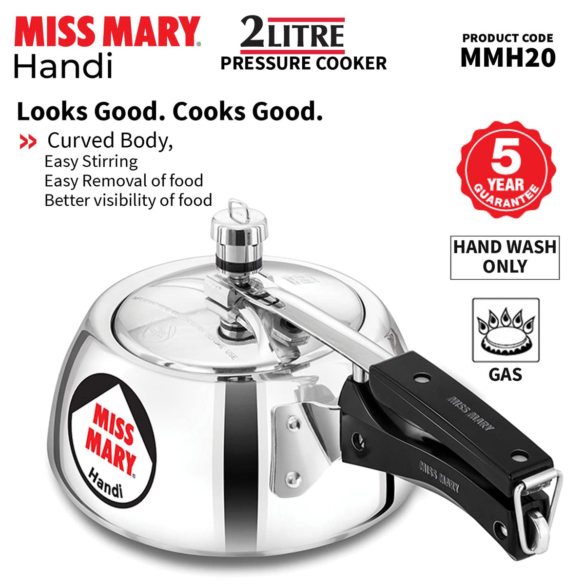 2 Litre Aluminium Pressure Cooker U6985