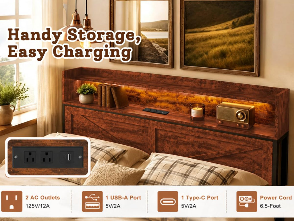 Queen Bed Frame with Storage Headboard B999