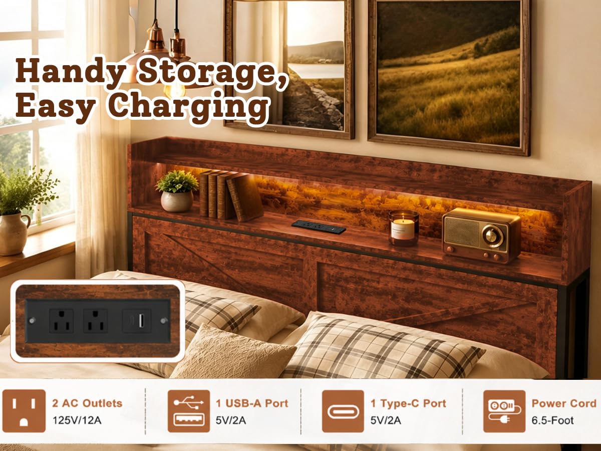 Queen Bed Frame with Storage Headboard B999