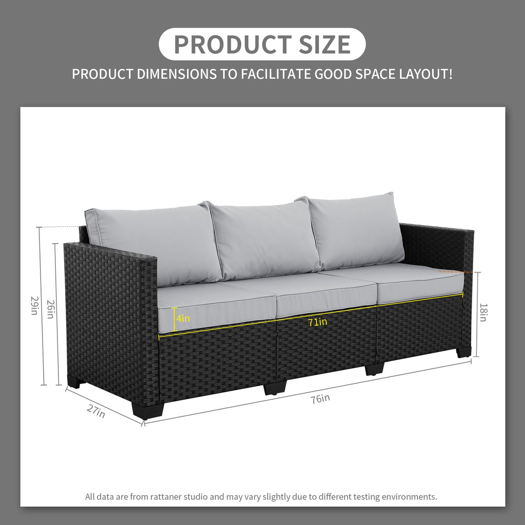 Light Grey 3-seat Outdoor Sofa with Waterproof Cover X675