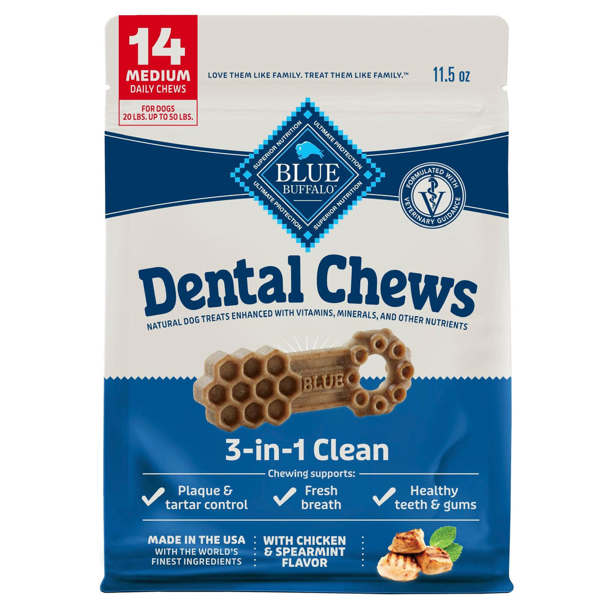 Chicken & Spearmint Medium Dental Chews, 11.5 oz, 14 ct C48849