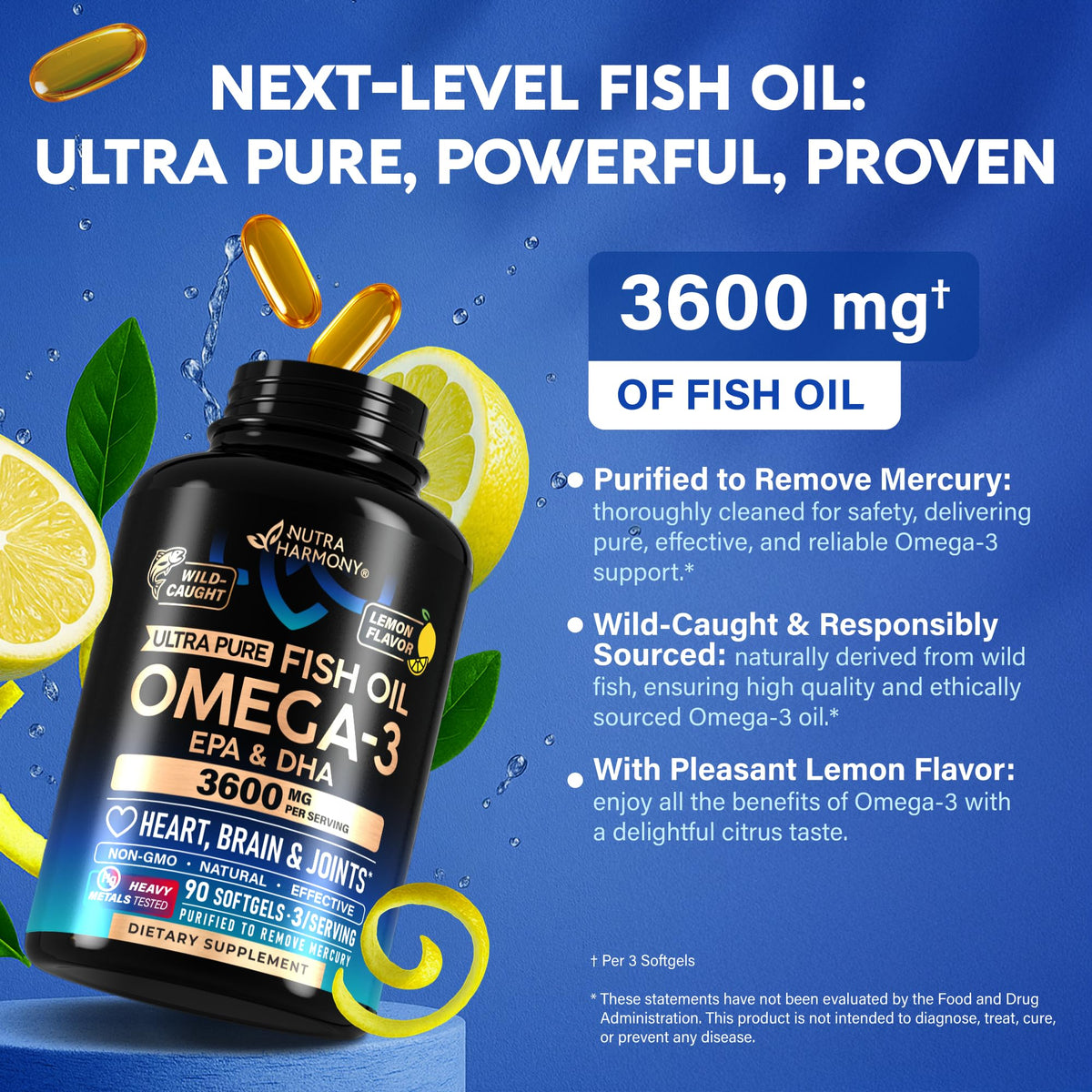 Omega 3 Fish Oil 3600 mg 90 Softgels F94648