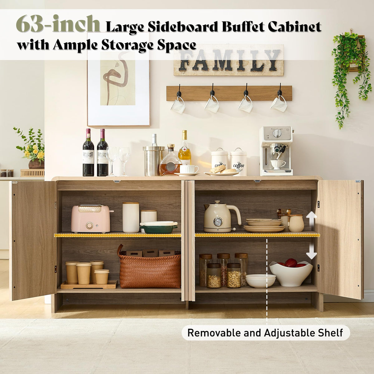 63" Modern Fluted TV Stand with Storage W632