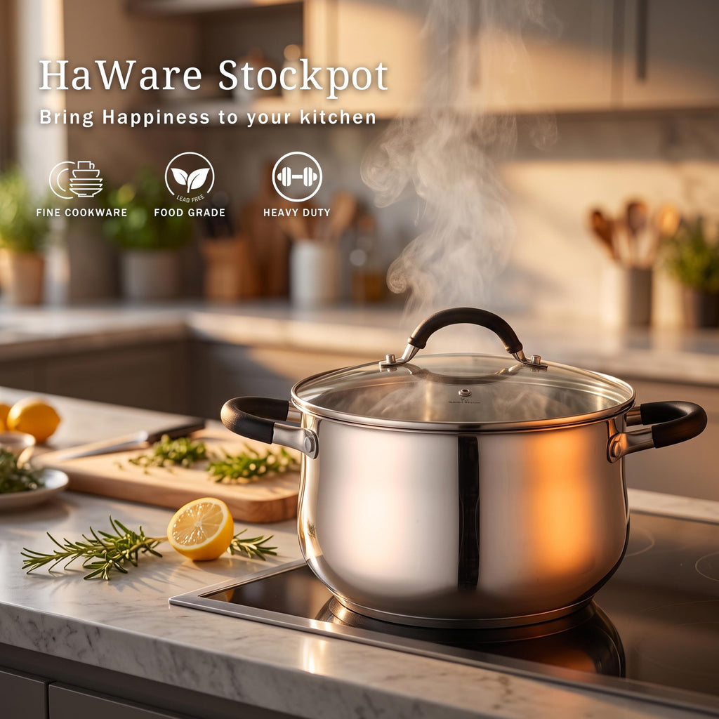 6 Quart Stainless Steel Induction Stock Pot with Lid J845