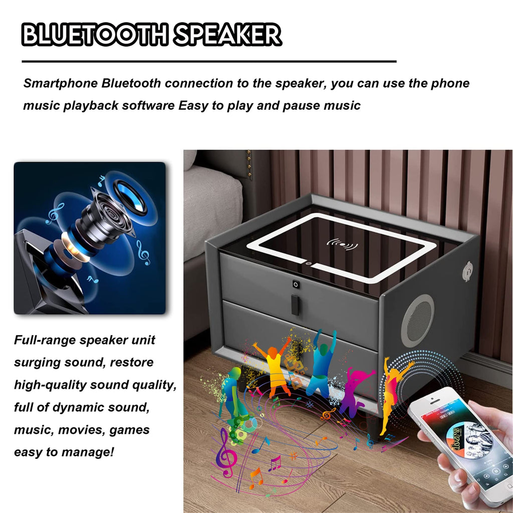 White 3 Drawer Bed End Table with Wireless Charging R4608