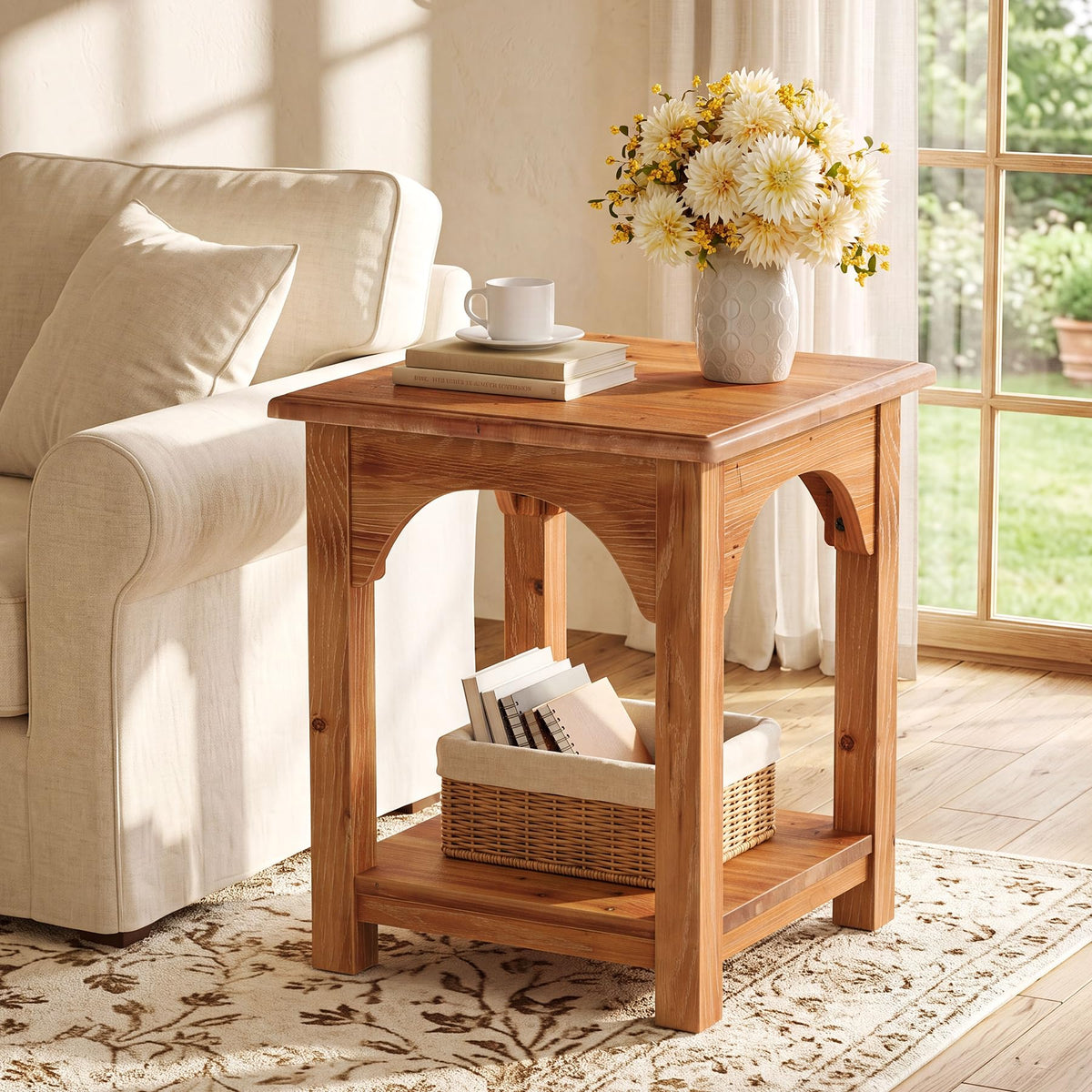 Set of 2 Solid Wood 2-Tier Side Table U707593